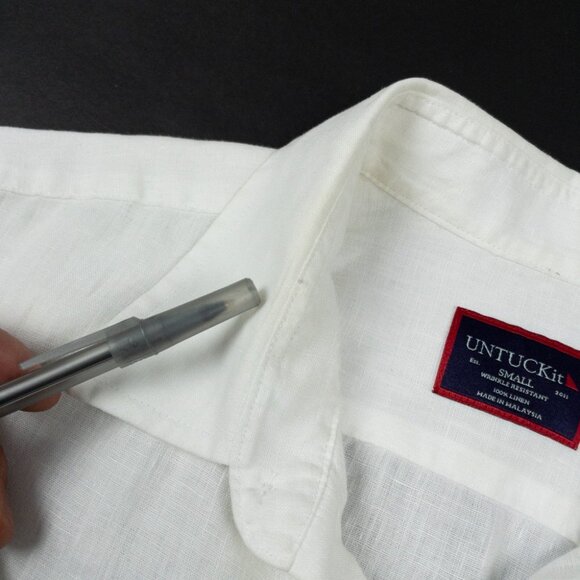 UNTUCKit Linen Shirt Men's Small Solid White Wrinkle Resistant Calvano - Picture 12 of 13